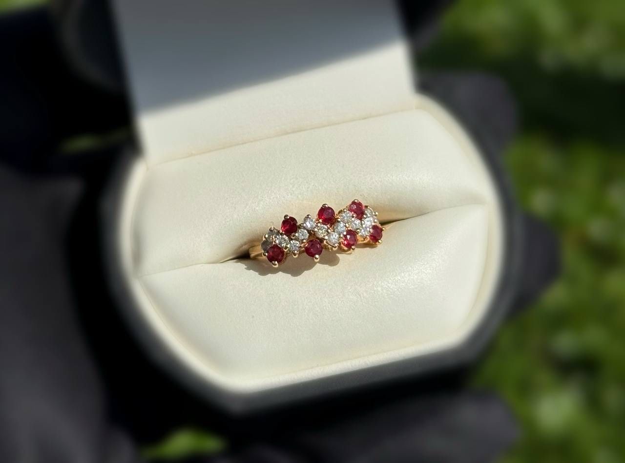 Jewelry 14k solid yellow gold diamonds ruby 1.00CTW ring size 4.50