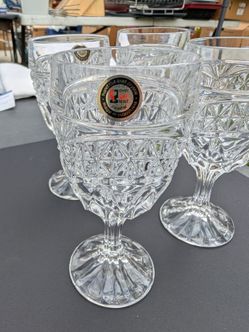 Zajecar D’Adriana Luna Hand Cut Crystal Goblets Set of Four