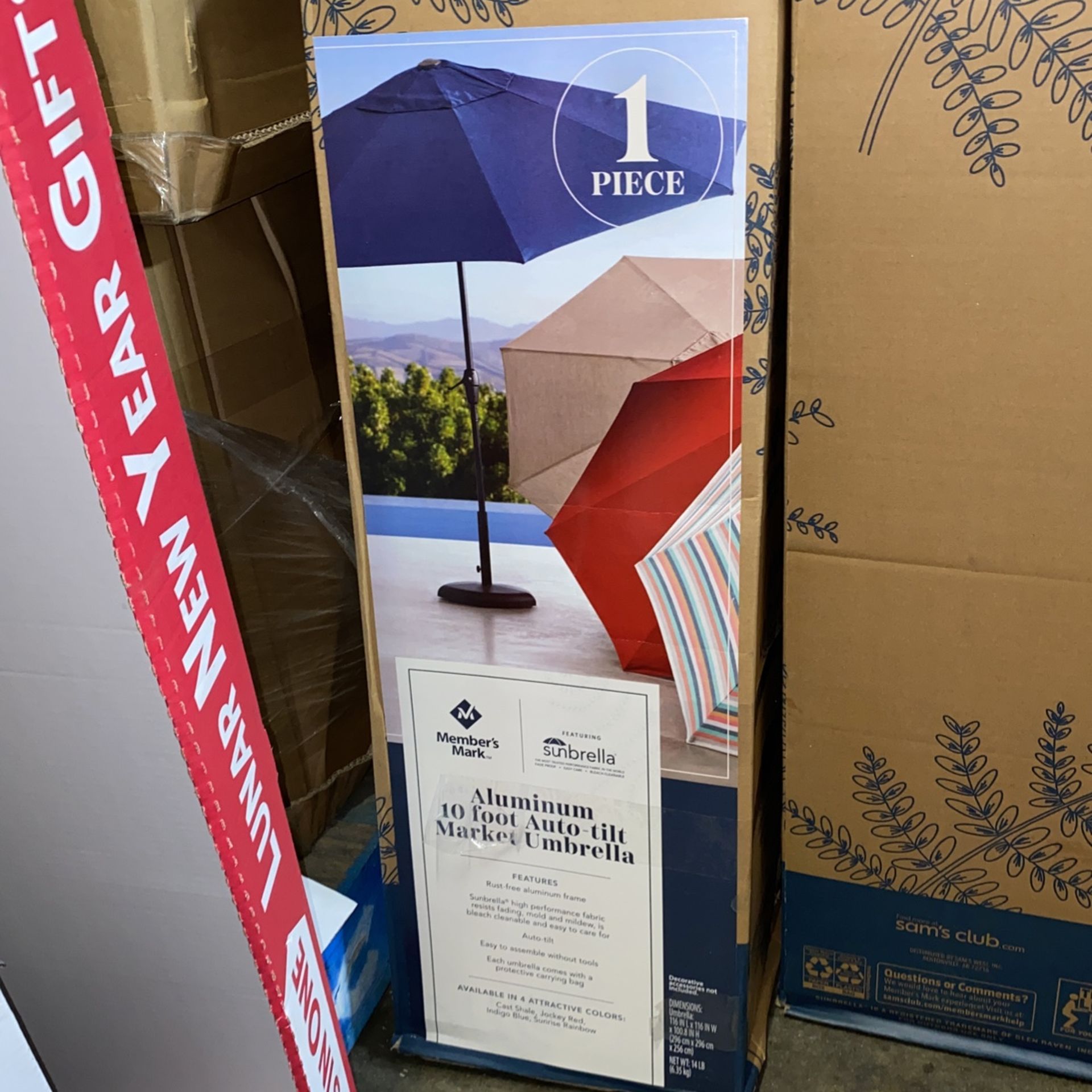 Umbrella 10 Foot Auto Tilt Sunbrella Members Mark