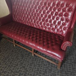 Classic Red Tufted Leather Sofas (Set or Individual)