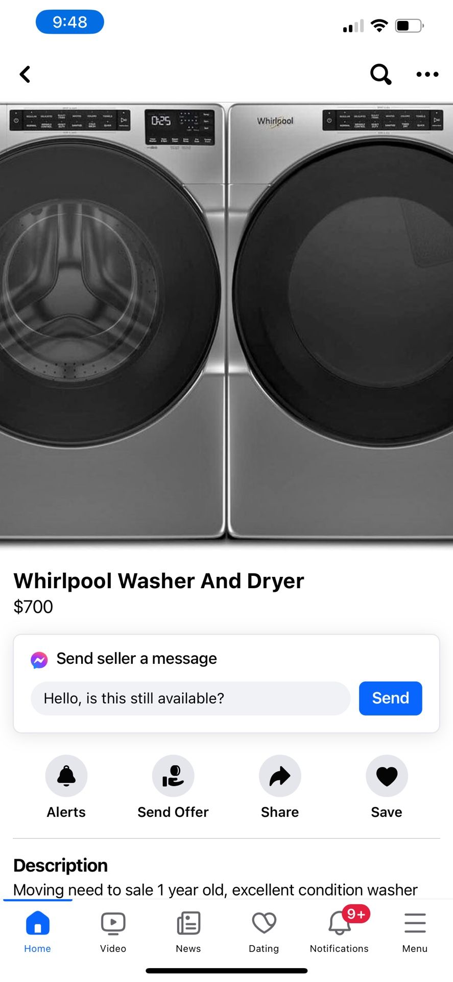 Whirlpool, washer and dryer for sale