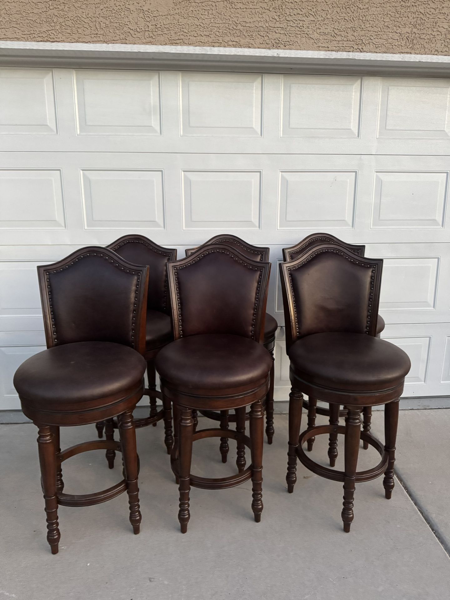 Six Swivel Bar Stools Counter Height