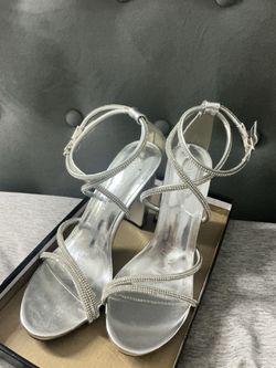 Silver Rhinestone Strappy Heels