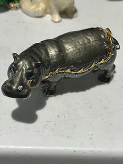 Jewelled hippopotamus trinket box