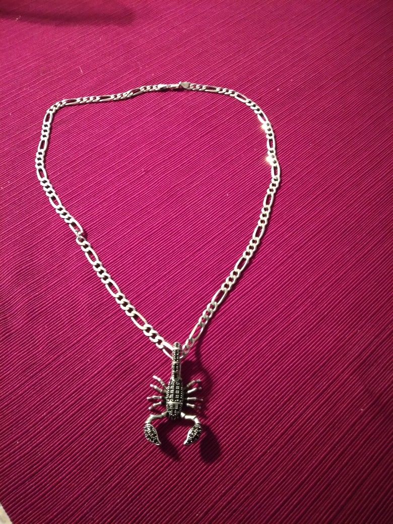 Sterling Silver  Chain And Pendant 