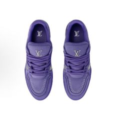 LOUIS VUITTON Trainer 2025 Early Spring Men's Series Round Toe Lacing Low-top Sneakers Men's Purple(221)82