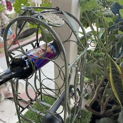 Adorable 7 Bottle Light Green With Yellow Flowers Wine Rack