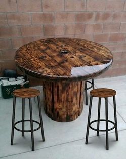 Solid wood table  heat treated/epoxy