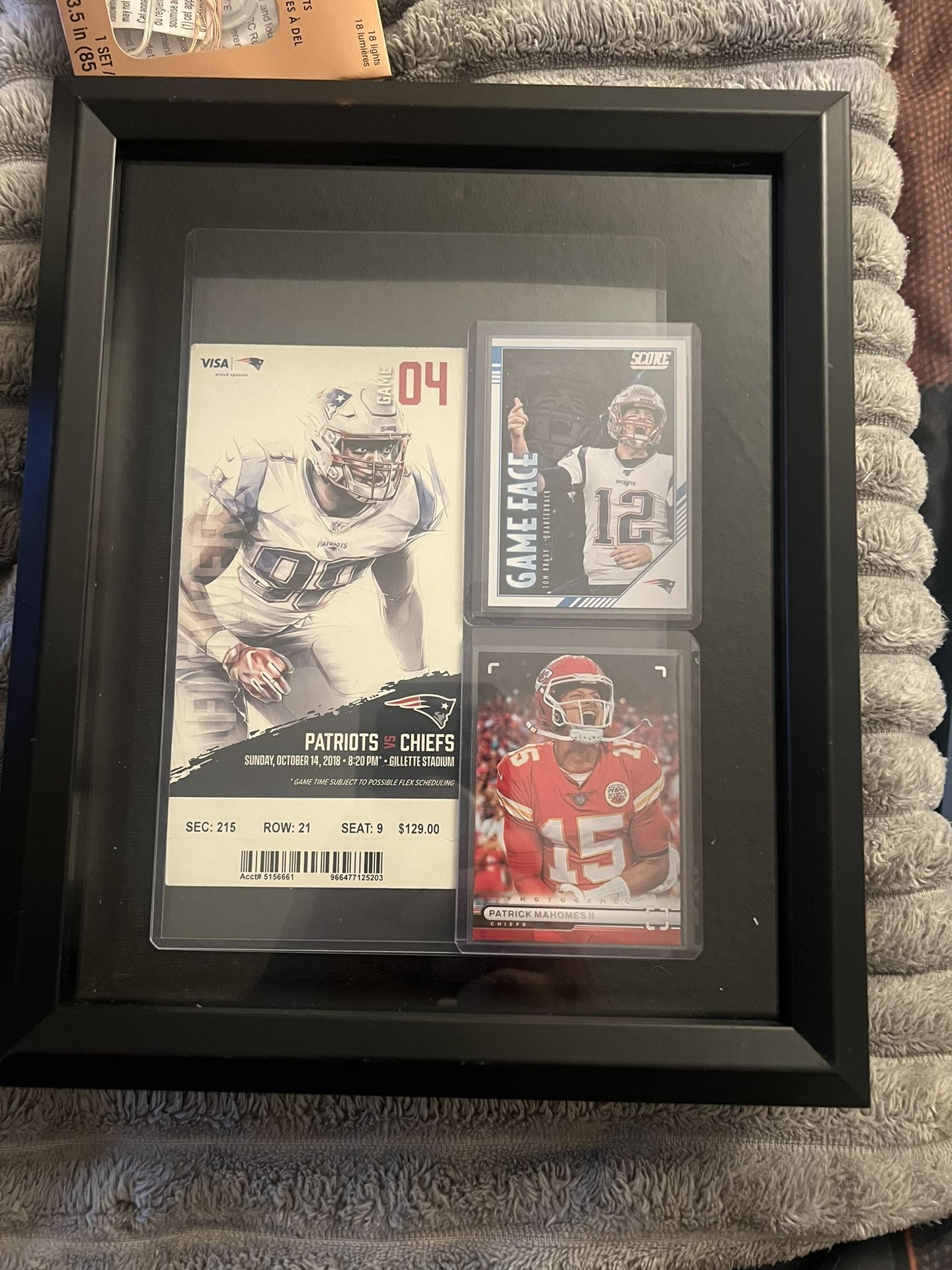 Tom Brady 200th Career Win Game Ticket And 1rst Meeting Vs Mahommes Custom Display