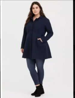 TORRID Black Wool Trench Coat with hood