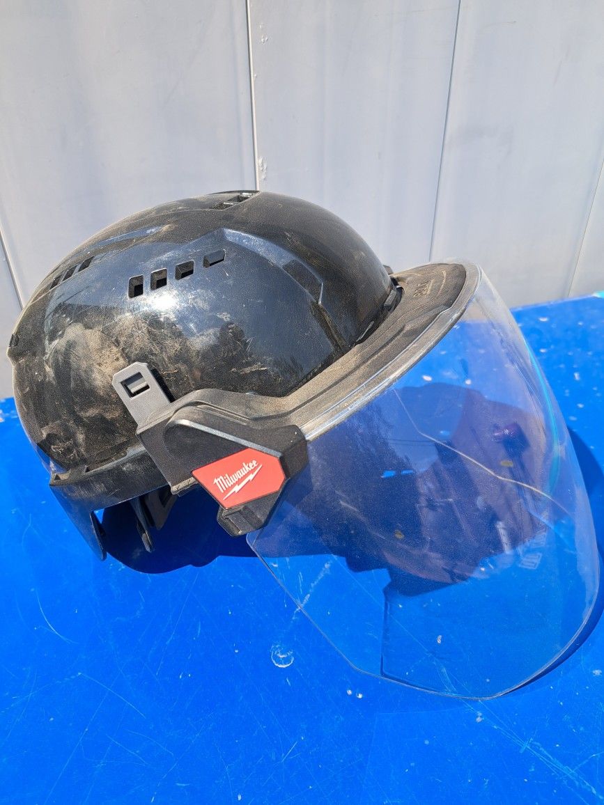 Good Condition Clear Face Shield & Hard Hat