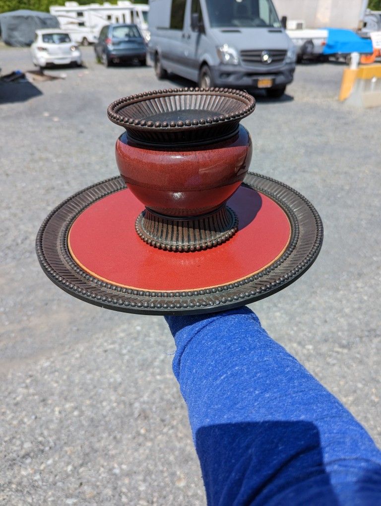 Party Lite Heavy Moroccan Candle Stand And Tray