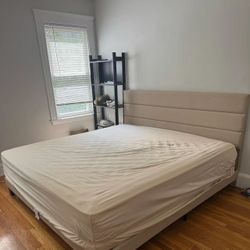 IKEA King Size Bed Frame Beige And Luxury Mattress 