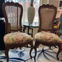 Cane Back Walnut Dining Chairs set of 2