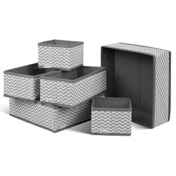 Taylor & Brown Drawer Organisers Set of 6 Foldable Closet Storage Boxes for Shirts, Ties, Socks, Bras & Underwear