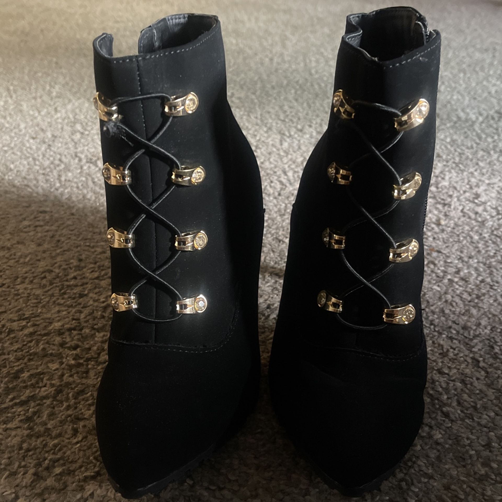 Black And Gold Booties