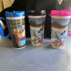 Disney World Resort Parks Refillable Travel Cups Mugs Lot (3) Mickey Mouse