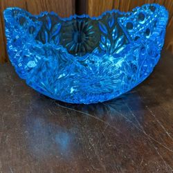 Vintage Antique Blue Glass Bowl 