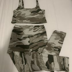 Camo Crop Top Leggings Athletic Set