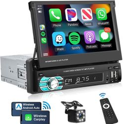 Wireless Apple Carplay Car Stereo, 7 Inch Flip Out Touchscreen + Backup Camera
