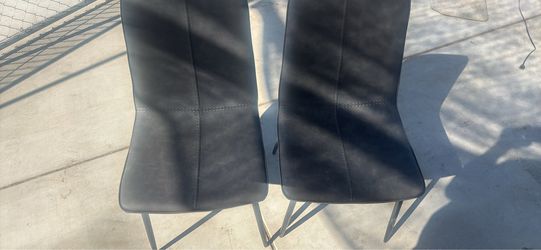 Set of 2 Black Faux Leather Dining Chairs