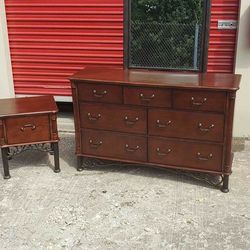 Contemporary Wood Dresser and Night Stand Set