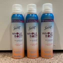 Secret aluminum-free Whole Body deodorant spray 3.5 oz: $4 each