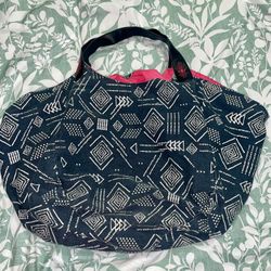 MOSSIMO SUPPLY CO TOTE SATCHEL BAG Aztec Graphics U-Shape BLACK Lined PINK.(#15)