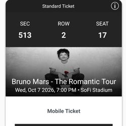 Bruno Mars 2 Tix Wed Oct 7th 