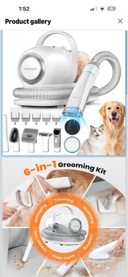 Neakasa P1 Pro Dog Grooming Vacuum, 6-in-1 Kit, 2-Year Protection Plan 9000Pa Powerful Suction, Low Noise, 1L Dust Cup, Groom, Trim & Vacuum Loose Hai