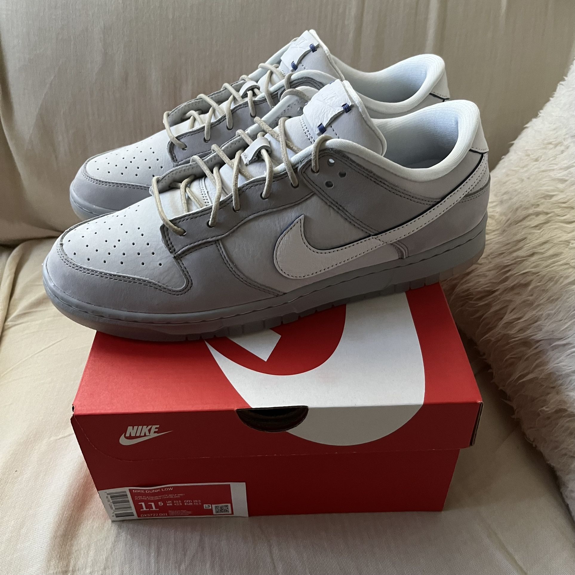 Nike Dunk Low Wolf Grey Pure Platinum New Size 11.5 for Sale in