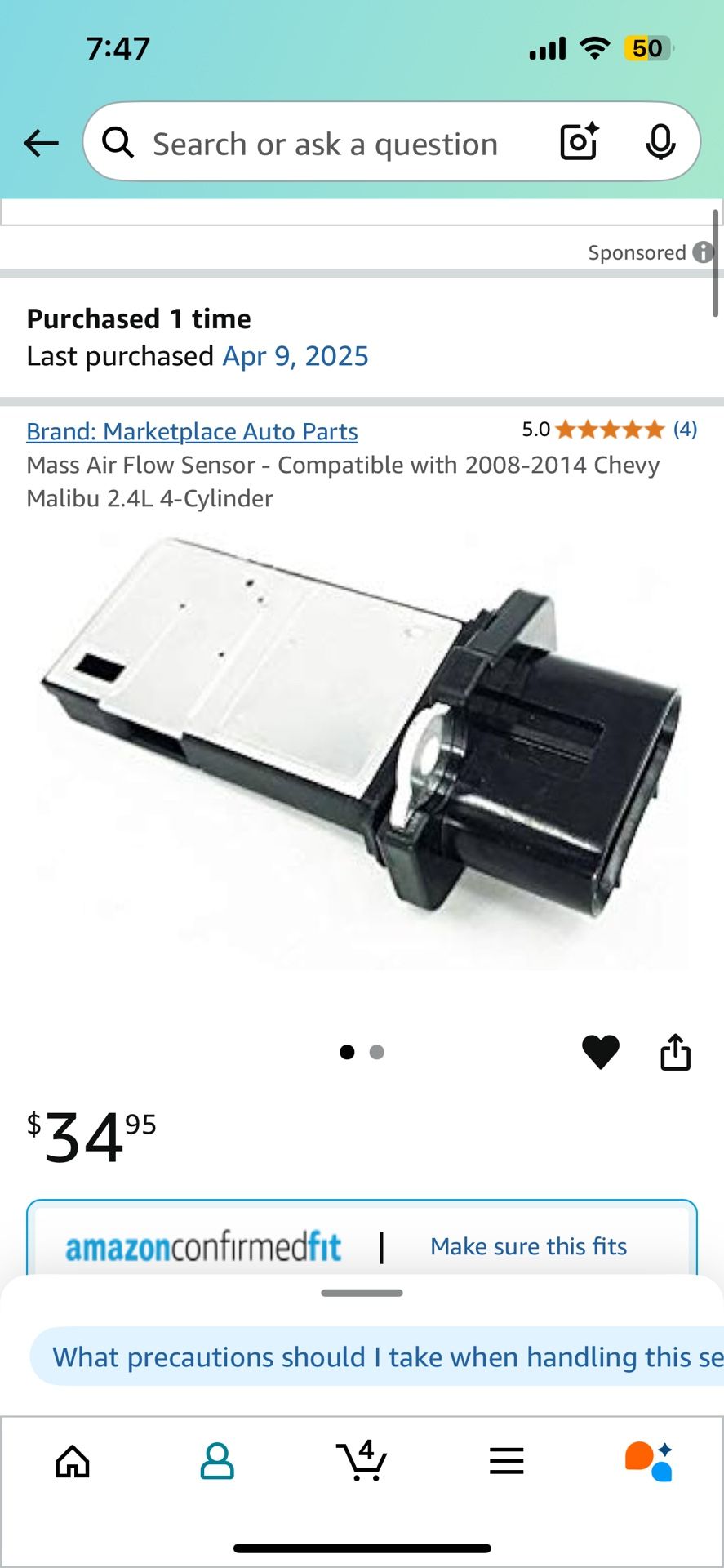 Mass air flow sensor