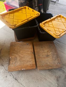 Storage bin 27 gallon and board wheels cart