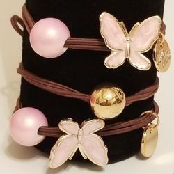 Pink Butterflies Hair Ties with Dangels