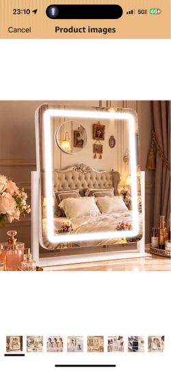 Brand new Vanity Mirror with Lights makeup Mirror Dimmable|15"x13"White makeup Mirror with Lights, Lighted Vanity mirror, Smart Touch Control, 360° Ro