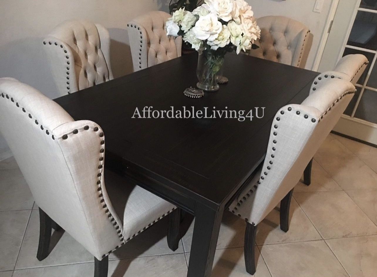 7 Pc Beige Dining Table Set Brand New In Box