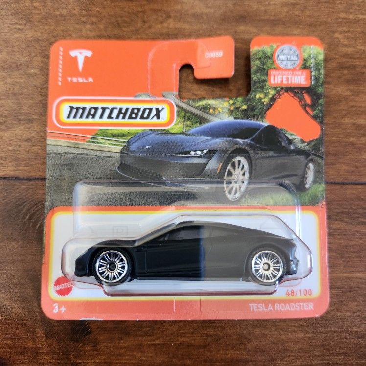 NEW Matchbox TESLA Roadster Matte Black w SHORT CARD