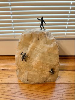 Vintage Curtis Jere Mountain Climbers Sculpture Quartz Tan