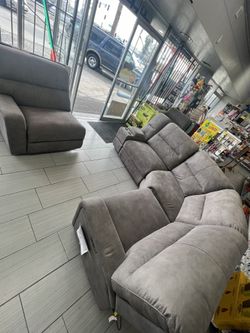 Barcalounger Amara Fabric Power Reclining Sectional with Power Headrests
