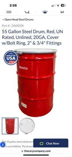 55 gallon drum filled with outboard engine gas