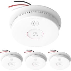 Hardwired Interconnected Smoke Detectors, Photoelectric Smoke Alarm with 9V Battery Backup,Test/Silence Button, Hard Wired Fire Alarm for Home, UL Lis