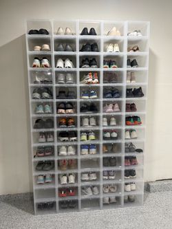 65x Large clear shoe containers from The Container Store