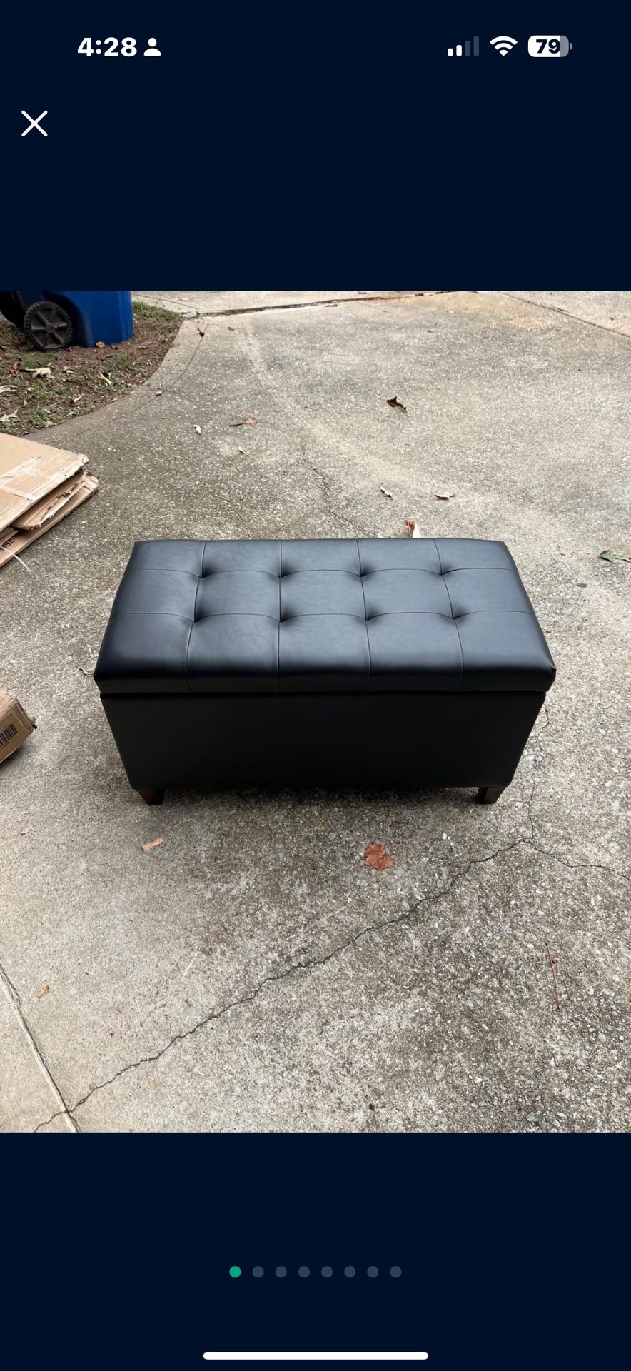Faux Leather Storage Ottoman