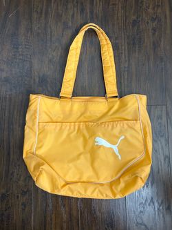 PUMA Yellow Large Zip-Top Tote Bag w/ Pockets, Double Handles