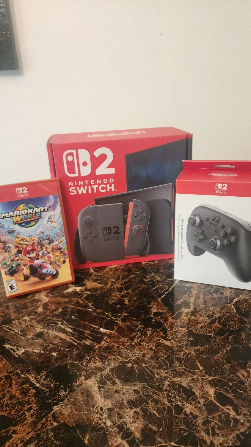 Nintendo Switch 2 + Mario Cart World hard copy + Switch 2 controller