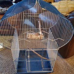 Blue And White Bird Cage