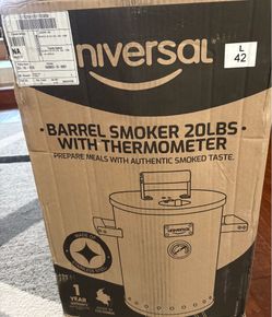 Universal Stainless Steel Charcoal Barrel Smoker with Thermometer & Airflow Control – 20 lb Vertical BBQ Smoker & Grill for Parties, Family Gatherings