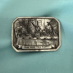 Mad Hatter Teal Party Belt Buckle. A Rockabilly Dream. 