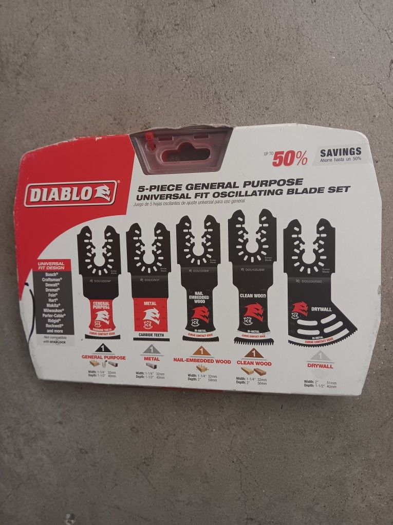 Diablo 5- PIECE General Purpose Universal Fit Oscillating Blade Set