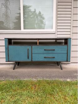 Turquoise Wood Entertainment Center